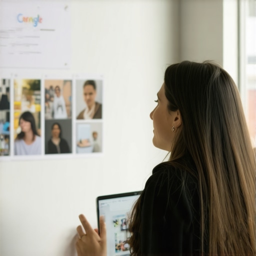 Business owner updating Google profile with photos in Lexington Kentucky.