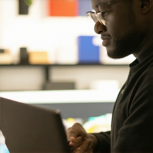 Business owner updating Google My Business profile on laptop in Lexington Kentucky