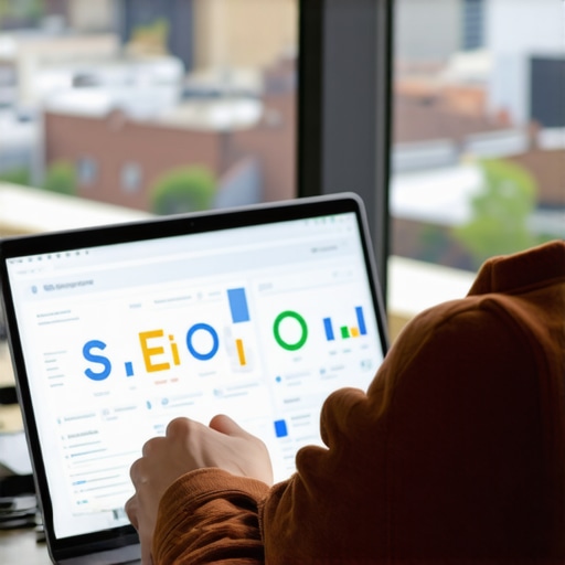 A digital marketing specialist analyzing local SEO metrics for Lexington Kentucky on a laptop.