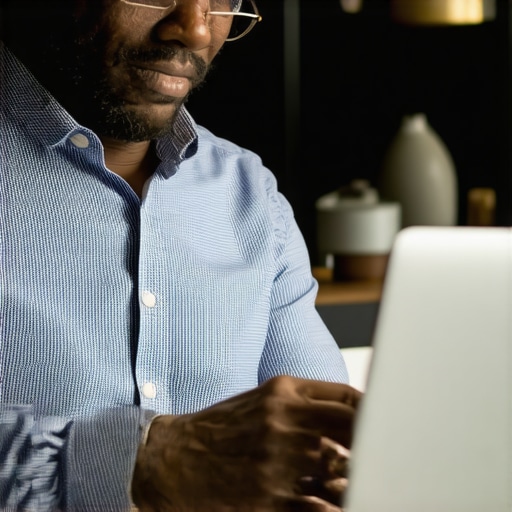 Business owner updating Google My Business profile on laptop in Lexington