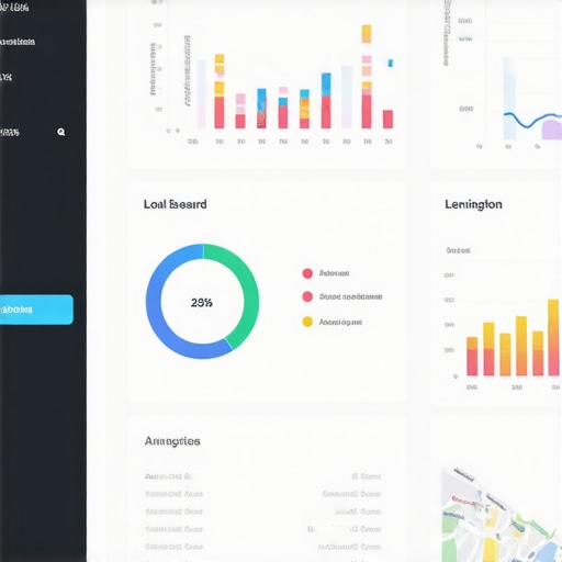 A detailed SEO analytics dashboard showing local Google Maps ranking data for Lexington businesses