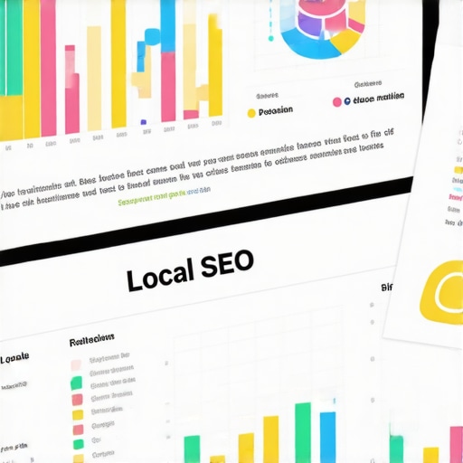 A workspace with SEO dashboard screens showing citations, reviews, and ranking data.