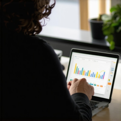 Business owner analyzing local SEO tools on laptop