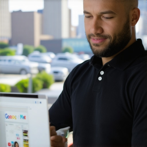 Business owner enhancing Google profile for Lexington local SEO.