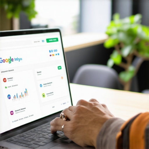 Lexington business owner working on Google My Business profile on a laptop with local SEO analytics displayed.