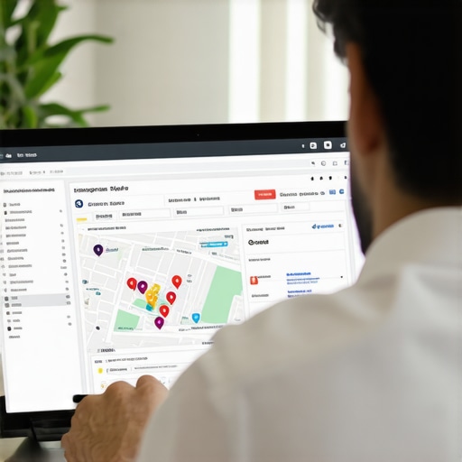 Analyzing Local SEO Data for Lexington Business A digital marketing expert reviewing Lexington local SEO metrics on a laptop with a city map on the screen