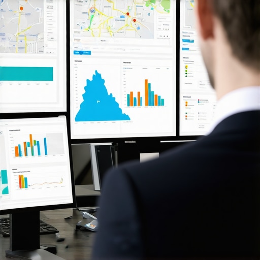 A person working on SEO optimization with Kentucky maps and data charts