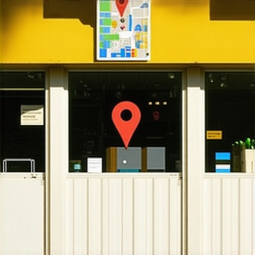A busy storefront in Lexington with a large Google Maps location pin overlay, illustrating local presence.